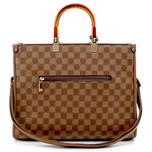 2 in 1 Large Tote Purse w/ Acrylic Circular Handles - Picture 5 of 16